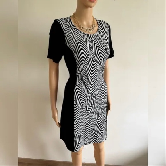 La Fée Maraboutée Black Dress with Black and White Print in the Middle. Size 1 - Picture 2 of 11